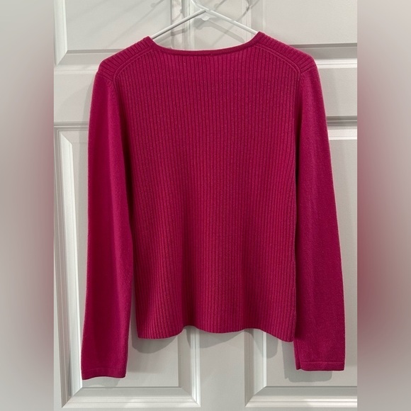MERONA 100% Cashmere Sweater Size M Ribbed Knit Pink Festive Holiday Feminine - Picture 2 of 7